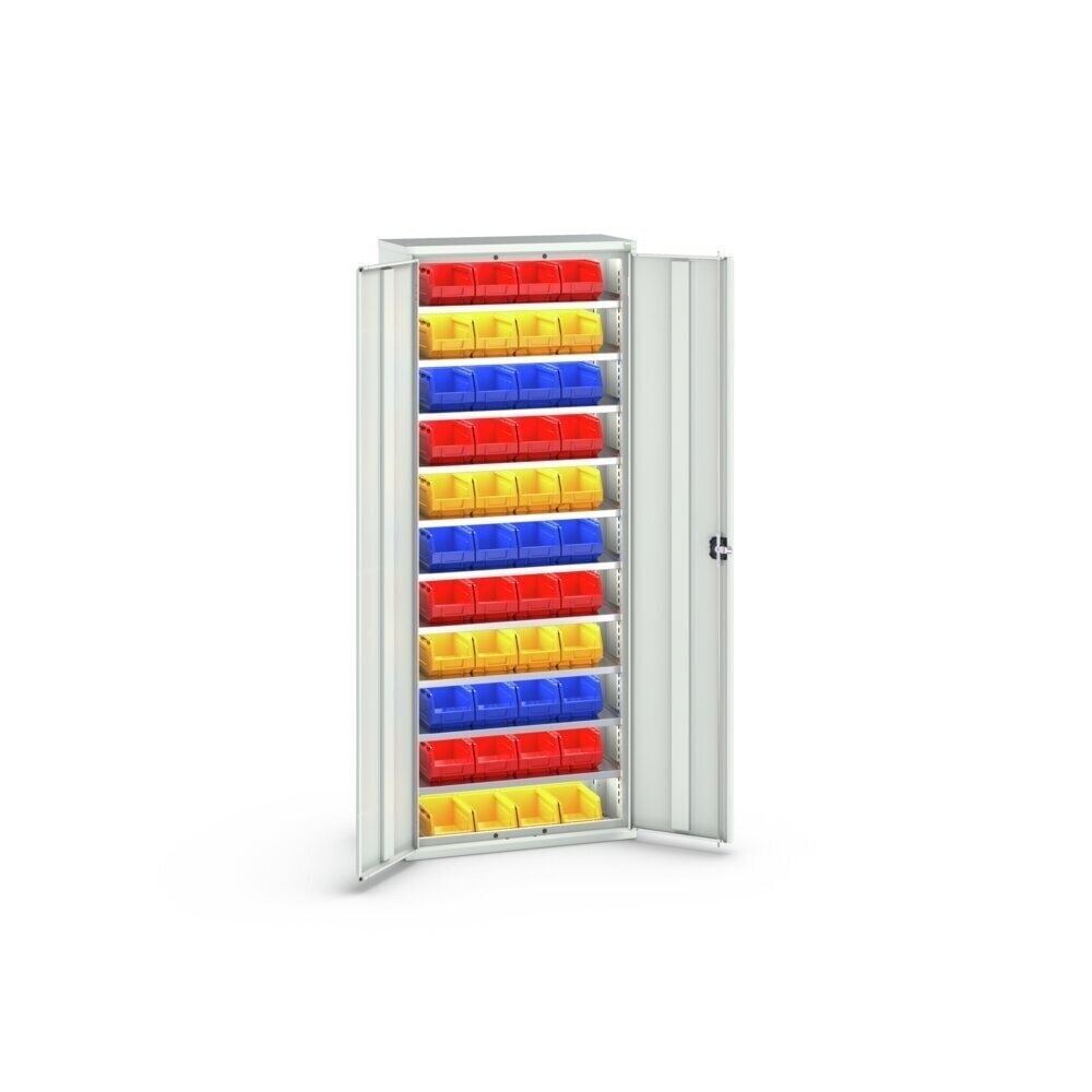 N° de l'image du produit 3 : bott Armoire à bacs verso, avec 10 tablettes et 44 bacs à bec, lxPxH : 800 x 350 x 2 000 mm