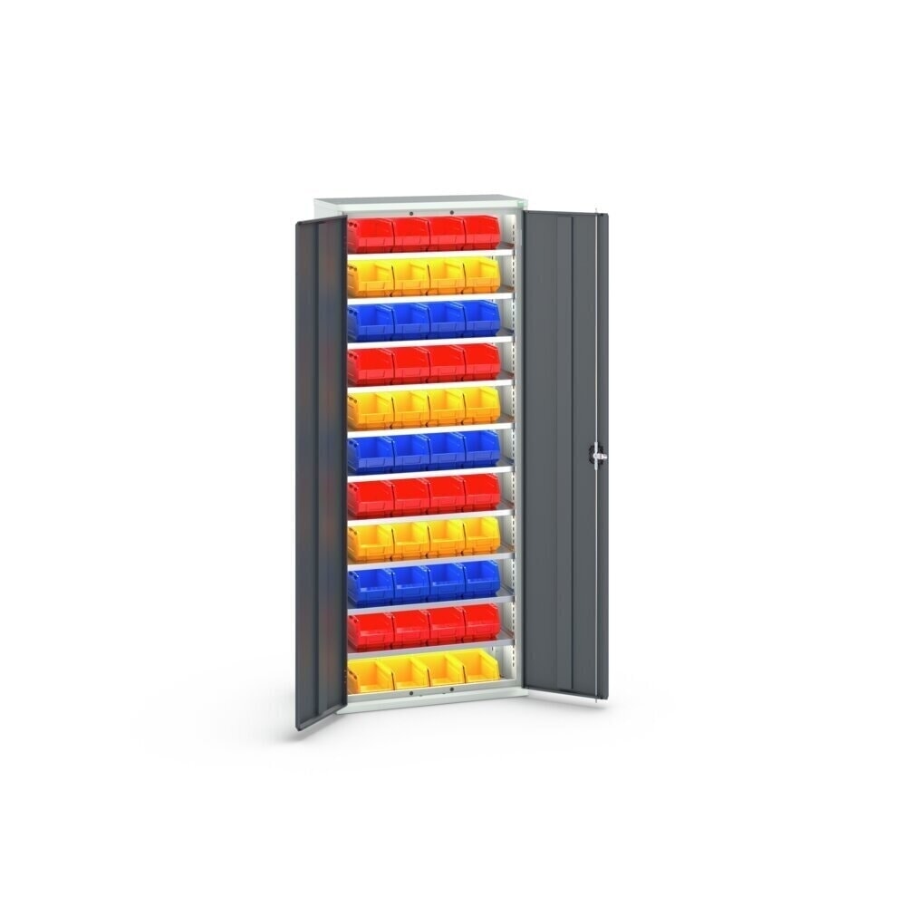 N° de l'image du produit 3 : bott Armoire à bacs verso, avec 10 tablettes et 44 bacs à bec, lxPxH : 800 x 350 x 2 000 mm