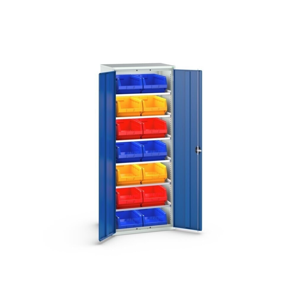 N° de l'image du produit 3 : bott Armoire à bacs verso, avec 6 tablettes et 14 bacs à bec, lxPxH : 800 x 550 x 2 000 mm