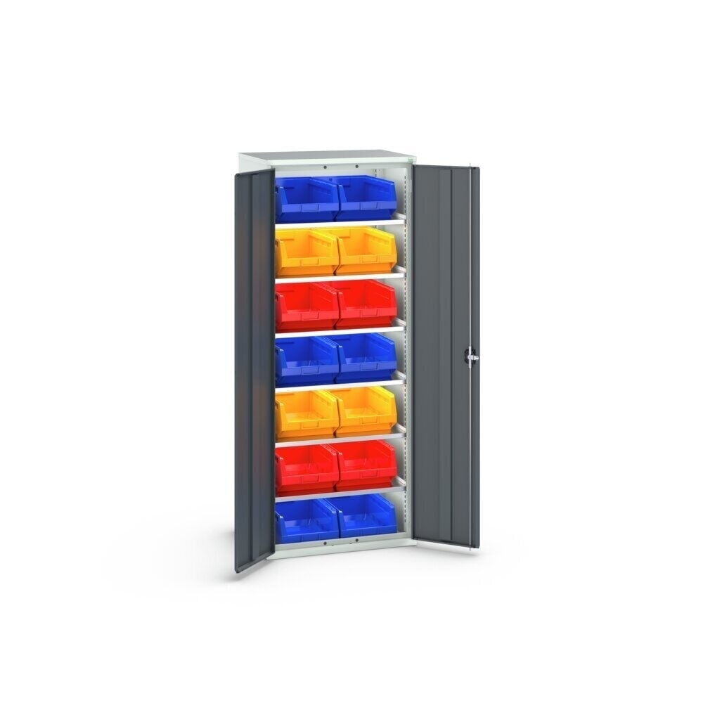 N° de l'image du produit 3 : bott Armoire à bacs verso, avec 6 tablettes et 14 bacs à bec, lxPxH : 800 x 550 x 2 000 mm