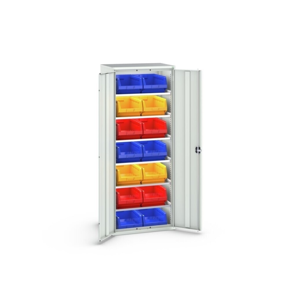 bott Armoire à bacs verso, avec 6 tablettes et 14 bacs à bec, lxPxH : 800 x 550 x 2 000 mm N° de l'image du produit 3 : bott Armoire à bacs verso, avec 6 tablettes et 14 bacs à bec, lxPxH : 800 x 550 x 2 000 mm