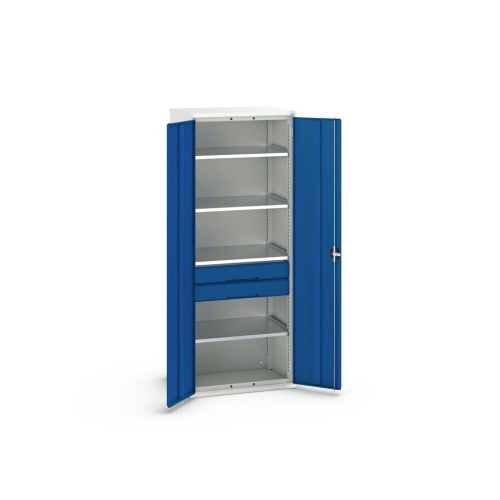 bott Armoire à portes battantes avec tiroirs verso, avec 4 tablettes et 2 tiroirs, lxPxH : 800 x 550 x 2 000 mm N° de l'image du produit 3 : bott Armoire à portes battantes avec tiroirs verso, avec 4 tablettes et 2 tiroirs, lxPxH : 800 x 550 x 2 000 mm