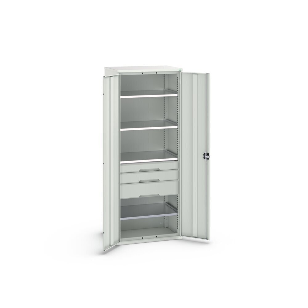 N° de l'image du produit 3 : bott Armoire à portes battantes avec tiroirs verso, avec 4 tablettes et 3 tiroirs, lxPxH : 800 x 550 x 2 000 mm