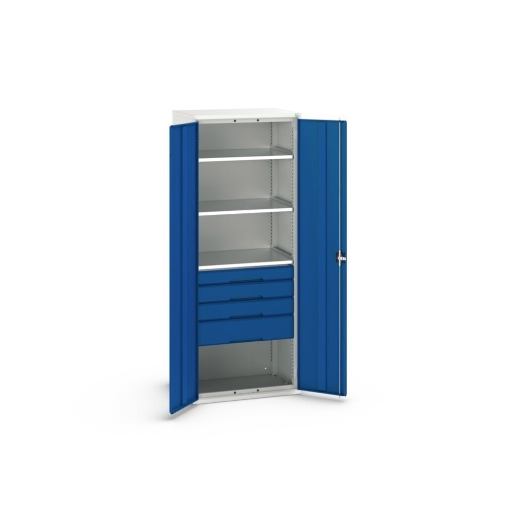 bott Armoire à portes battantes avec tiroirs verso, avec 3 tablettes et 4 tiroirs, lxPxH : 800 x 550 x 2 000 mm N° de l'image du produit 3 : bott Armoire à portes battantes avec tiroirs verso, avec 3 tablettes et 4 tiroirs, lxPxH : 800 x 550 x 2 000 mm