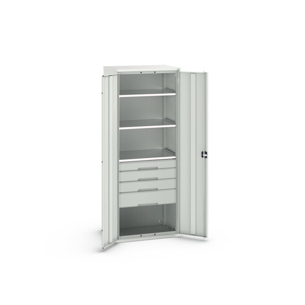 N° de l'image du produit 3 : bott Armoire à portes battantes avec tiroirs verso, avec 3 tablettes et 4 tiroirs, lxPxH : 800 x 550 x 2 000 mm