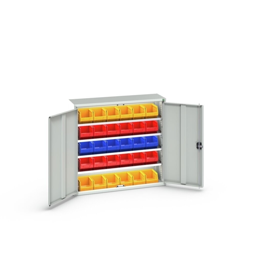 N° de l'image du produit 3 : bott Armoire à bacs verso, avec 4 tablettes et 30 bacs à bec, lxPxH : 1 050 x 350 x 1 000 mm