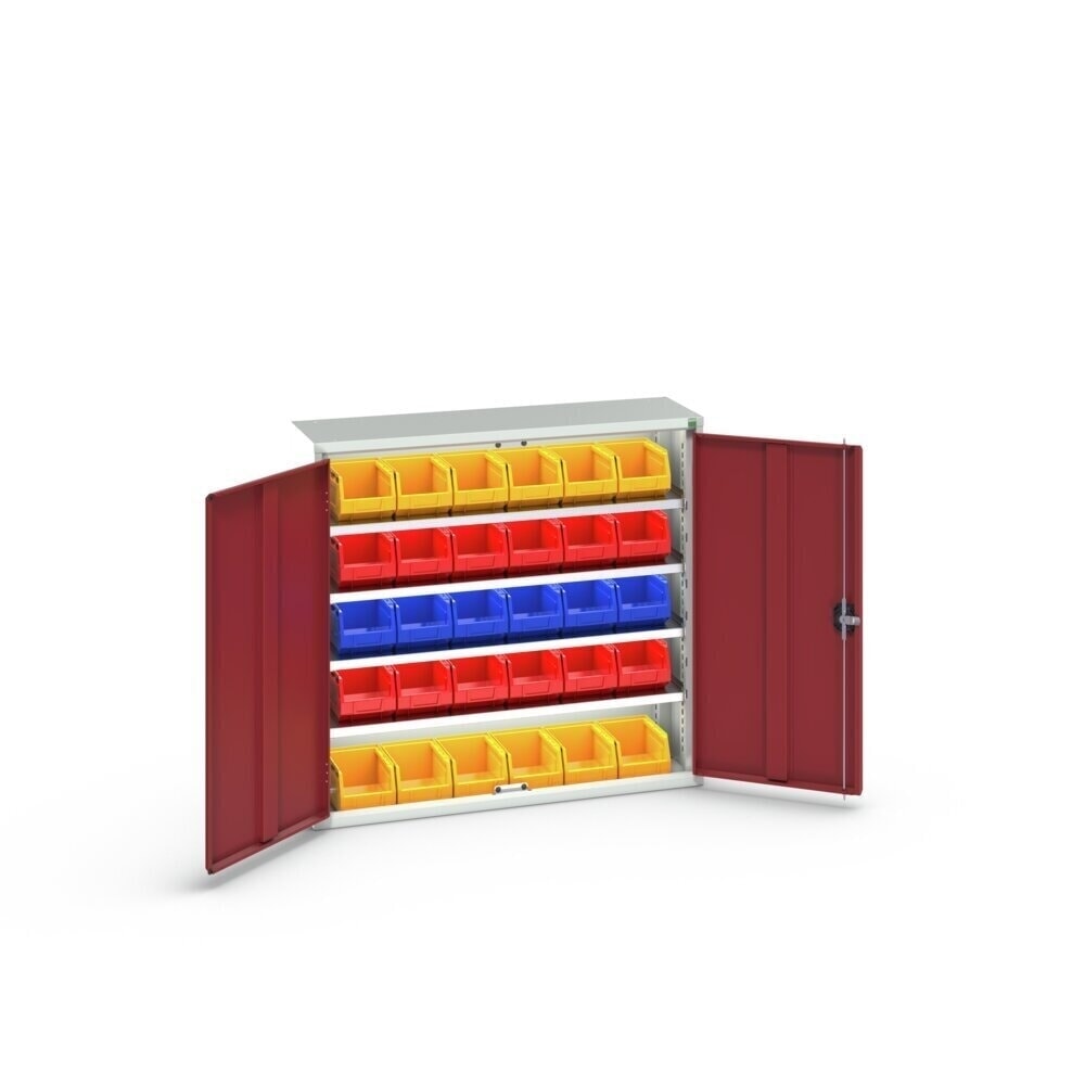 N° de l'image du produit 3 : bott Armoire à bacs verso, avec 4 tablettes et 30 bacs à bec, lxPxH : 1 050 x 350 x 1 000 mm