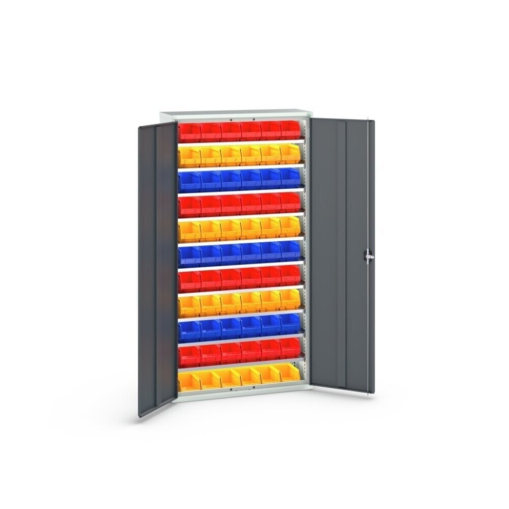 N° de l'image du produit 3 : bott Armoire à bacs verso, avec 10 tablettes et 66 bacs à bec, lxPxH : 1 050 x 350 x 2 000 mm