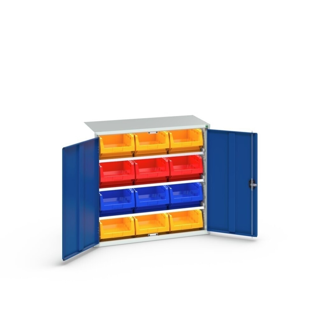 N° de l'image du produit 3 : bott Armoire à bacs verso, avec 3 tablettes et 12 bacs à bec, lxPxH : 1 050 x 550 x 1 000 mm