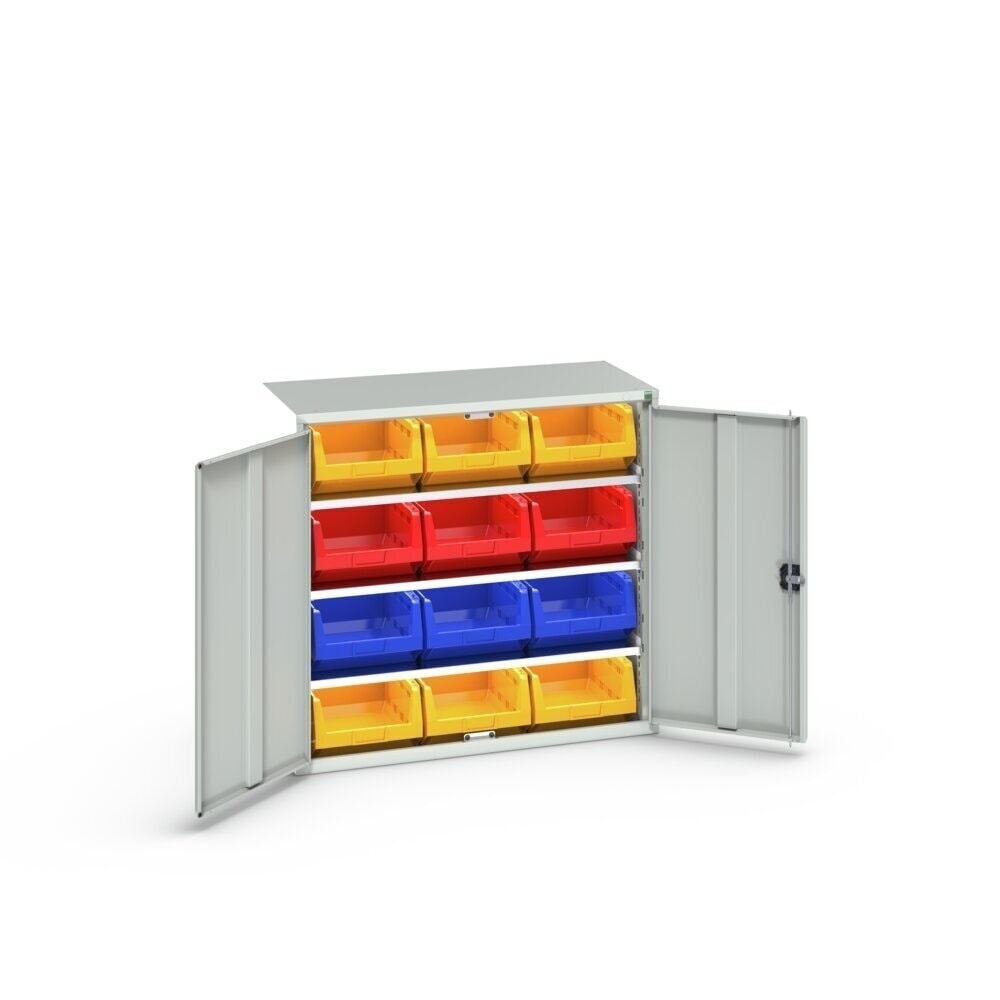 N° de l'image du produit 3 : bott Armoire à bacs verso, avec 3 tablettes et 12 bacs à bec, lxPxH : 1 050 x 550 x 1 000 mm