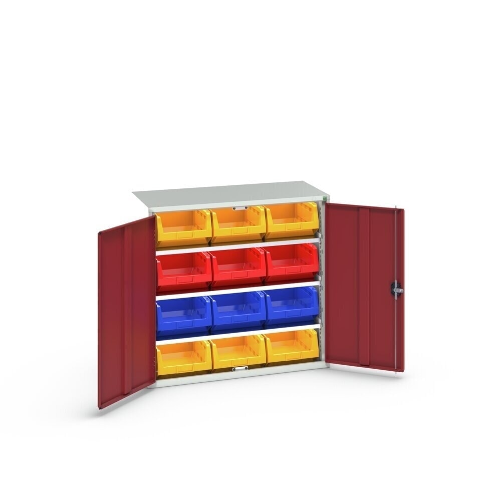 N° de l'image du produit 3 : bott Armoire à bacs verso, avec 3 tablettes et 12 bacs à bec, lxPxH : 1 050 x 550 x 1 000 mm