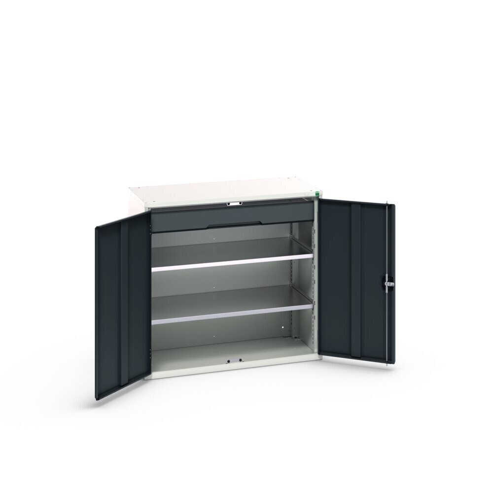 N° de l'image du produit 3 : bott Armoire à portes battantes avec tiroir verso, avec 2 tablettes et 1 tiroir, lxPxH : 1 050 x 550 x 1 000 mm