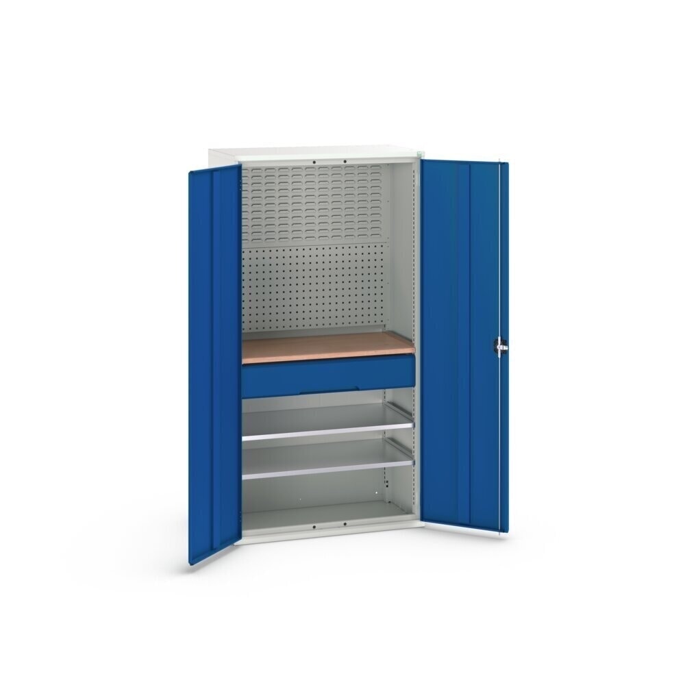 N° de l'image du produit 4 : bott Armoire à portes battantes verso avec 1 tiroir, avec 2 tablettes et paroi arrière, lxPxH : 1 050 x 550 x 2 000 mm