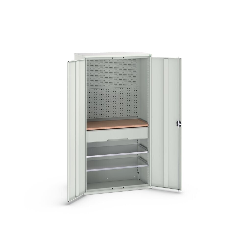 N° de l'image du produit 3 : bott Armoire à portes battantes verso avec 1 tiroir, avec 2 tablettes et paroi arrière, lxPxH : 1 050 x 550 x 2 000 mm