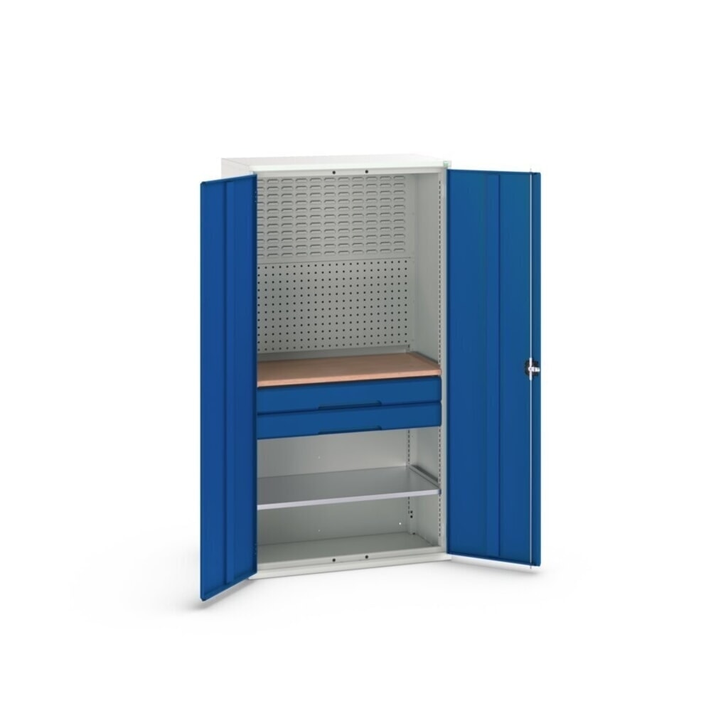 bott Armoire à portes battantes verso avec 2 tiroirs, avec 2 tablettes et paroi arrière, lxPxH : 1 050 x 550 x 2 000 mm N° de l'image du produit 3 : bott Armoire à portes battantes verso avec 2 tiroirs, avec 2 tablettes et paroi arrière, lxPxH : 1 050 x 550 x 2 000 mm