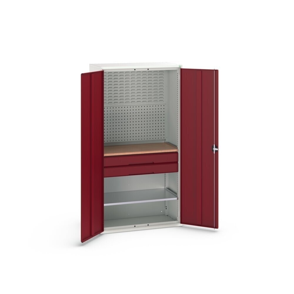 N° de l'image du produit 3 : bott Armoire à portes battantes verso avec 2 tiroirs, avec 2 tablettes et paroi arrière, lxPxH : 1 050 x 550 x 2 000 mm
