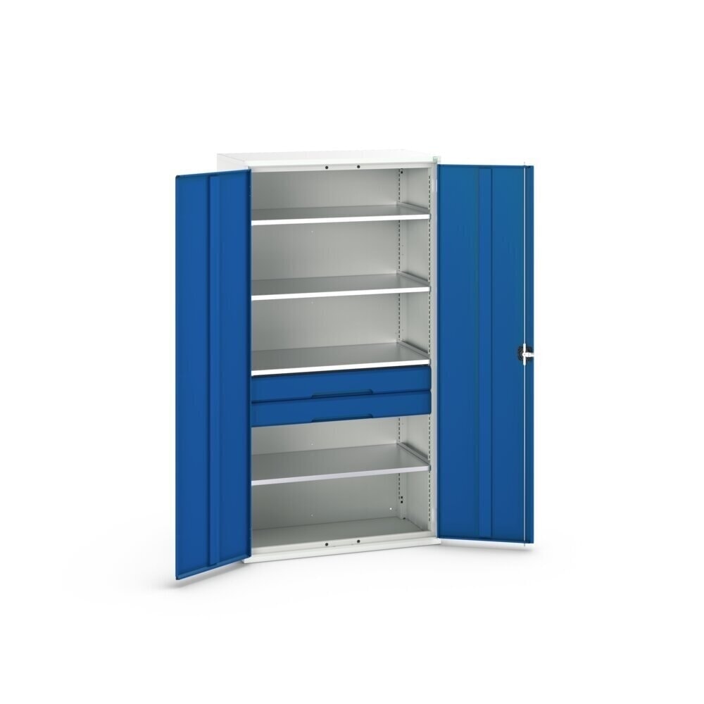 N° de l'image du produit 3 : bott Armoire à portes battantes avec tiroirs verso, avec 4 tablettes et 2 tiroirs, lxPxH : 1 050 x 550 x 2 000 mm