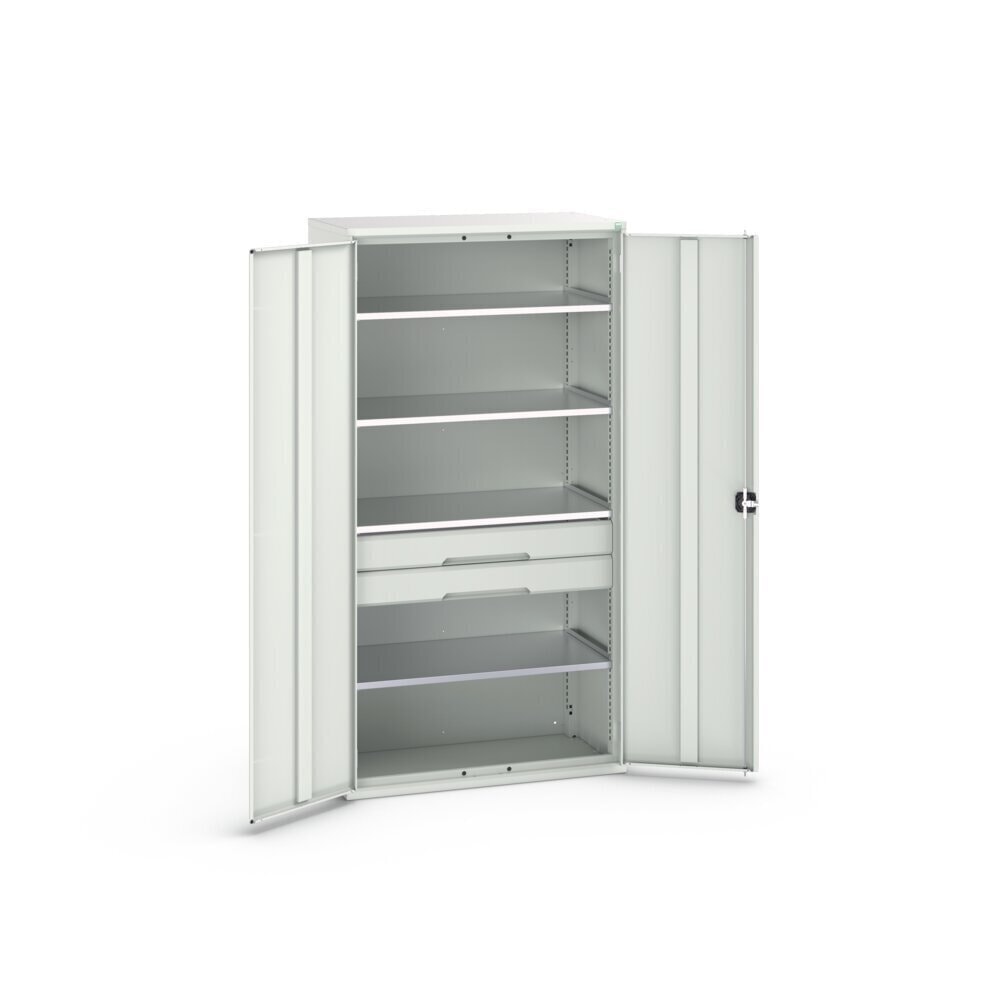N° de l'image du produit 3 : bott Armoire à portes battantes avec tiroirs verso, avec 4 tablettes et 2 tiroirs, lxPxH : 1 050 x 550 x 2 000 mm