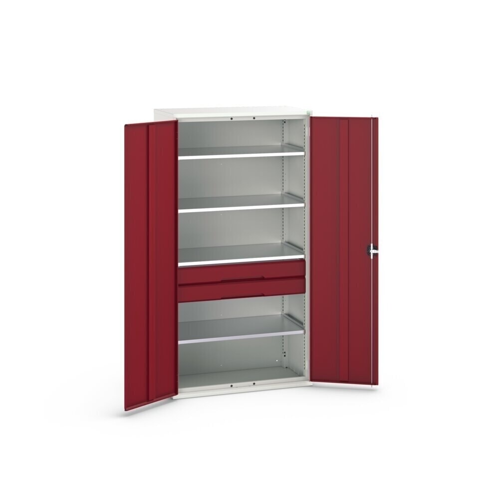 N° de l'image du produit 3 : bott Armoire à portes battantes avec tiroirs verso, avec 4 tablettes et 2 tiroirs, lxPxH : 1 050 x 550 x 2 000 mm