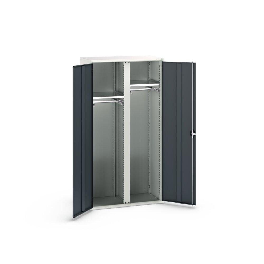 N° de l'image du produit 3 : bott Armoire à portes battantes avec tiroirs verso, avec 2 tablettes et 2 tringles à vêtements, lxPxH : 1 050 x 550 x 2 000 mm