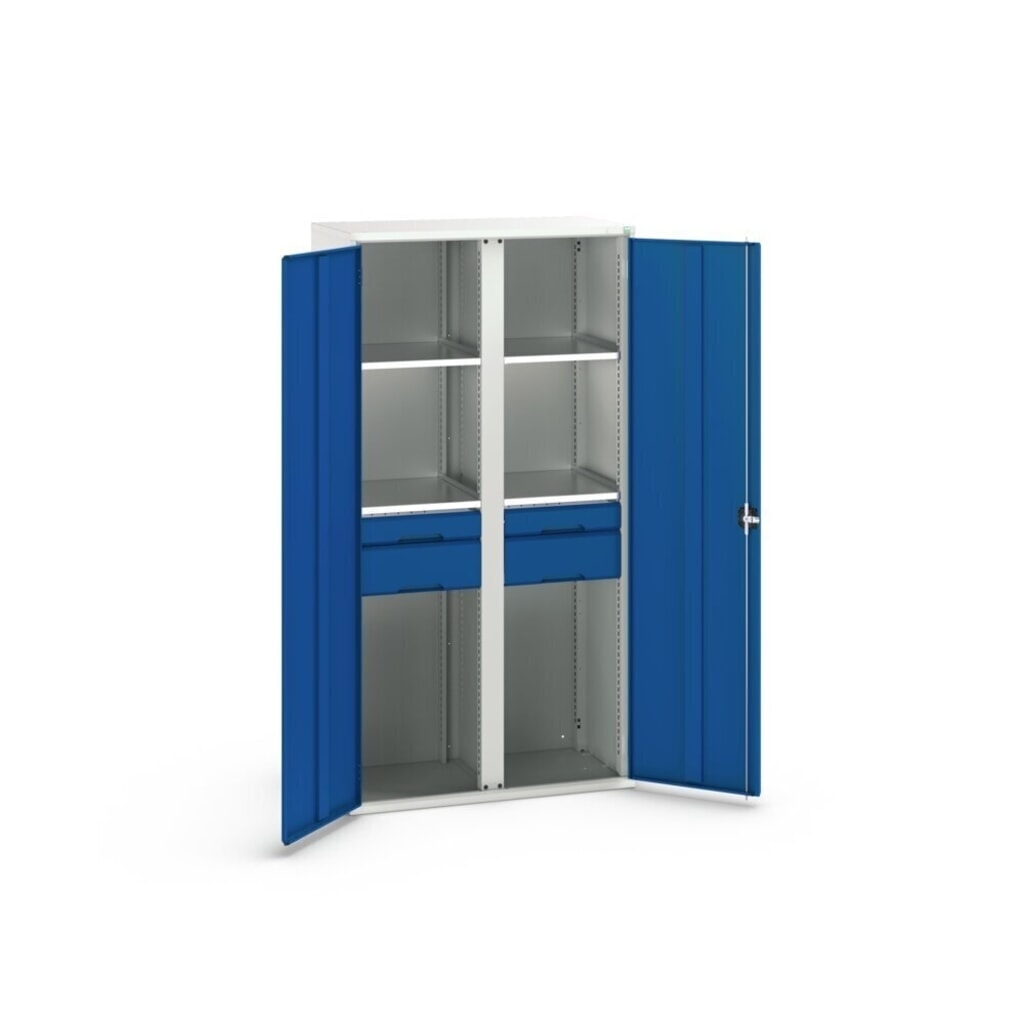 N° de l'image du produit 3 : bott Armoire à portes battantes avec tiroirs verso, avec 4 tablettes et 4 tiroirs, lxPxH : 1 050 x 550 x 2 000 mm