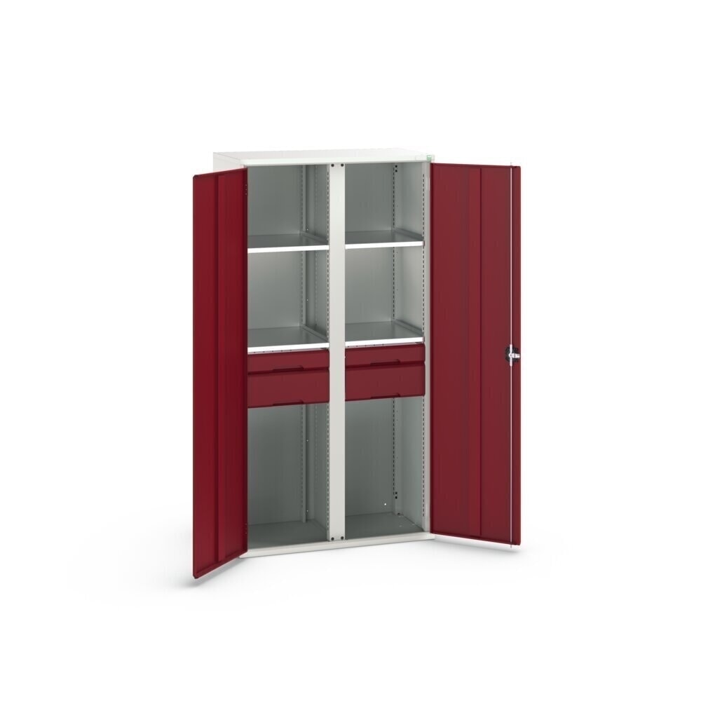 N° de l'image du produit 3 : bott Armoire à portes battantes avec tiroirs verso, avec 4 tablettes et 4 tiroirs, lxPxH : 1 050 x 550 x 2 000 mm