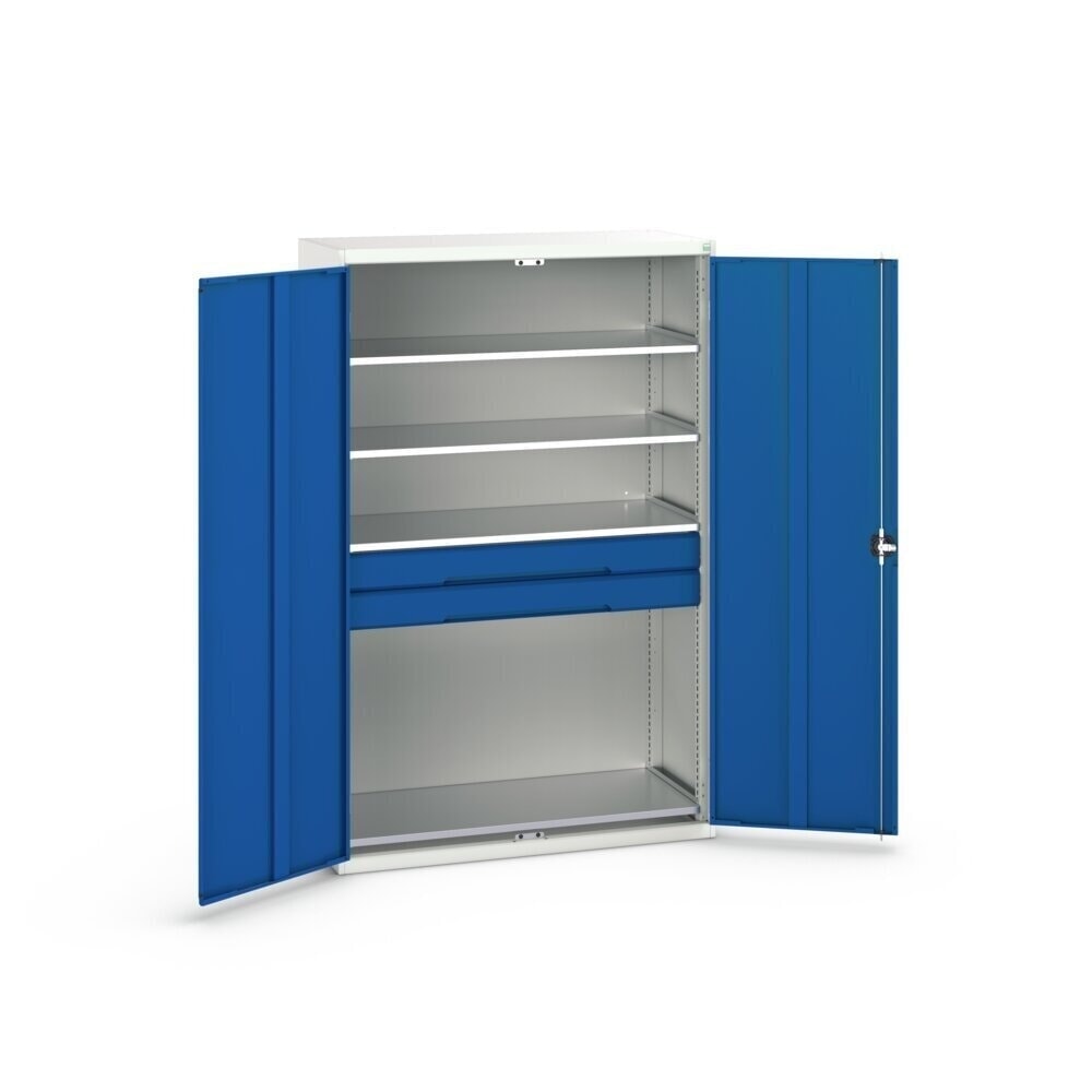 N° de l'image du produit 3 : bott Armoire à portes battantes avec tiroirs verso, avec 4 tablettes et 2 tiroirs, lxPxH : 1 300 x 550 x 2 000 mm