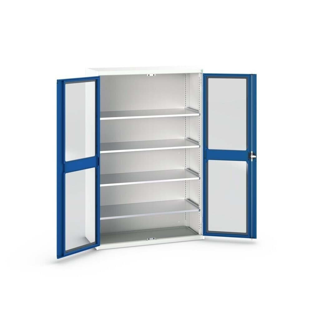 N° de l'image du produit 3 : bott Armoire à portes battantes verso, portes transparentes, avec 4 tablettes, lxPxH : 1 300 x 550 x 2 000 mm