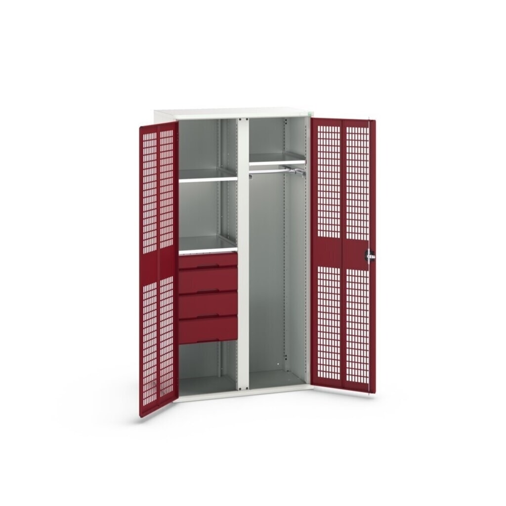 bott verso Armoire-penderie avec ventilation, avec 3 tablettes et 4 tiroirs, lxPxH : 1 050 x 550 x 2 000 mm N° de l'image du produit 2 : bott verso Armoire-penderie avec ventilation, avec 3 tablettes et 4 tiroirs, lxPxH : 1 050 x 550 x 2 000 mm