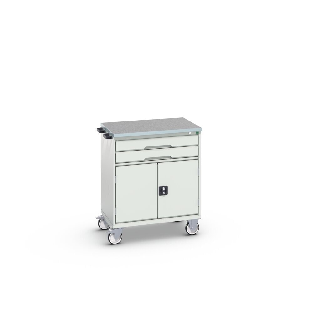 N° de l'image du produit 2 : bott verso Chariot d’atelier, avec 2 tiroirs, porte et top en linoléum