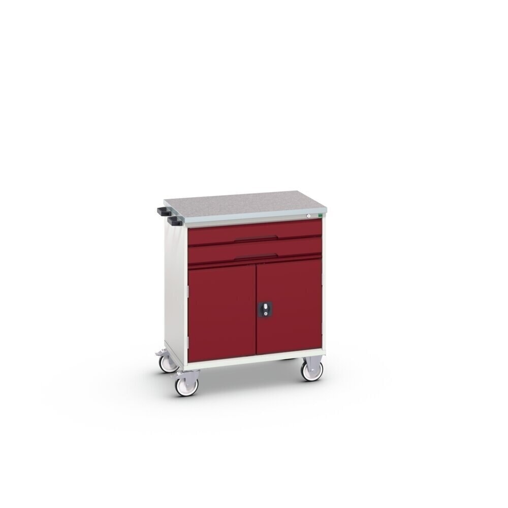 N° de l'image du produit 2 : bott verso Chariot d’atelier, avec 2 tiroirs, porte et top en linoléum