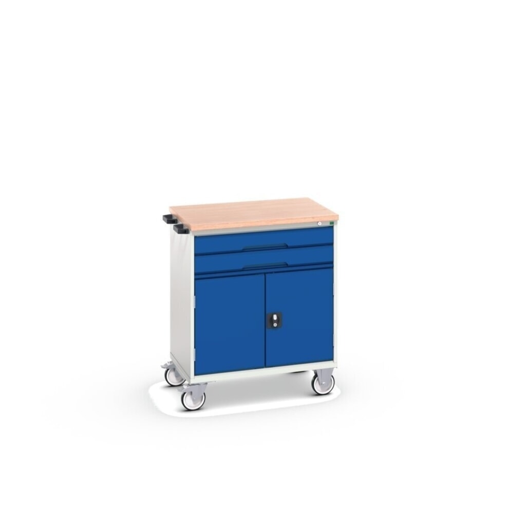 bott verso Chariot d’atelier, avec 2 tiroirs, porte et top en multiplex, lxPxH : 800 x 600 x 980 mm N° de l'image du produit 2 : bott verso Chariot d’atelier, avec 2 tiroirs, porte et top en multiplex, lxPxH : 800 x 600 x 980 mm