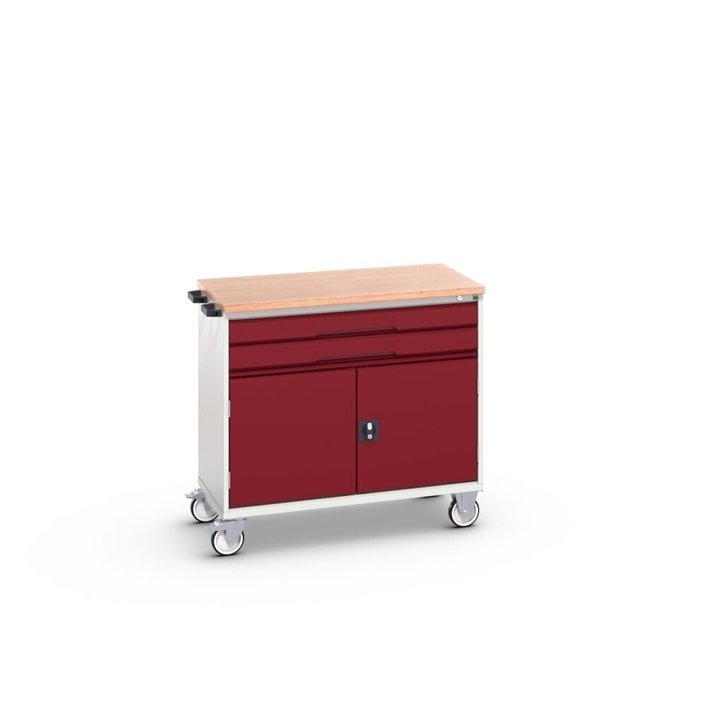 N° de l'image du produit 2 : bott verso Chariot d’atelier, avec 2 tiroirs, porte et top en multiplex