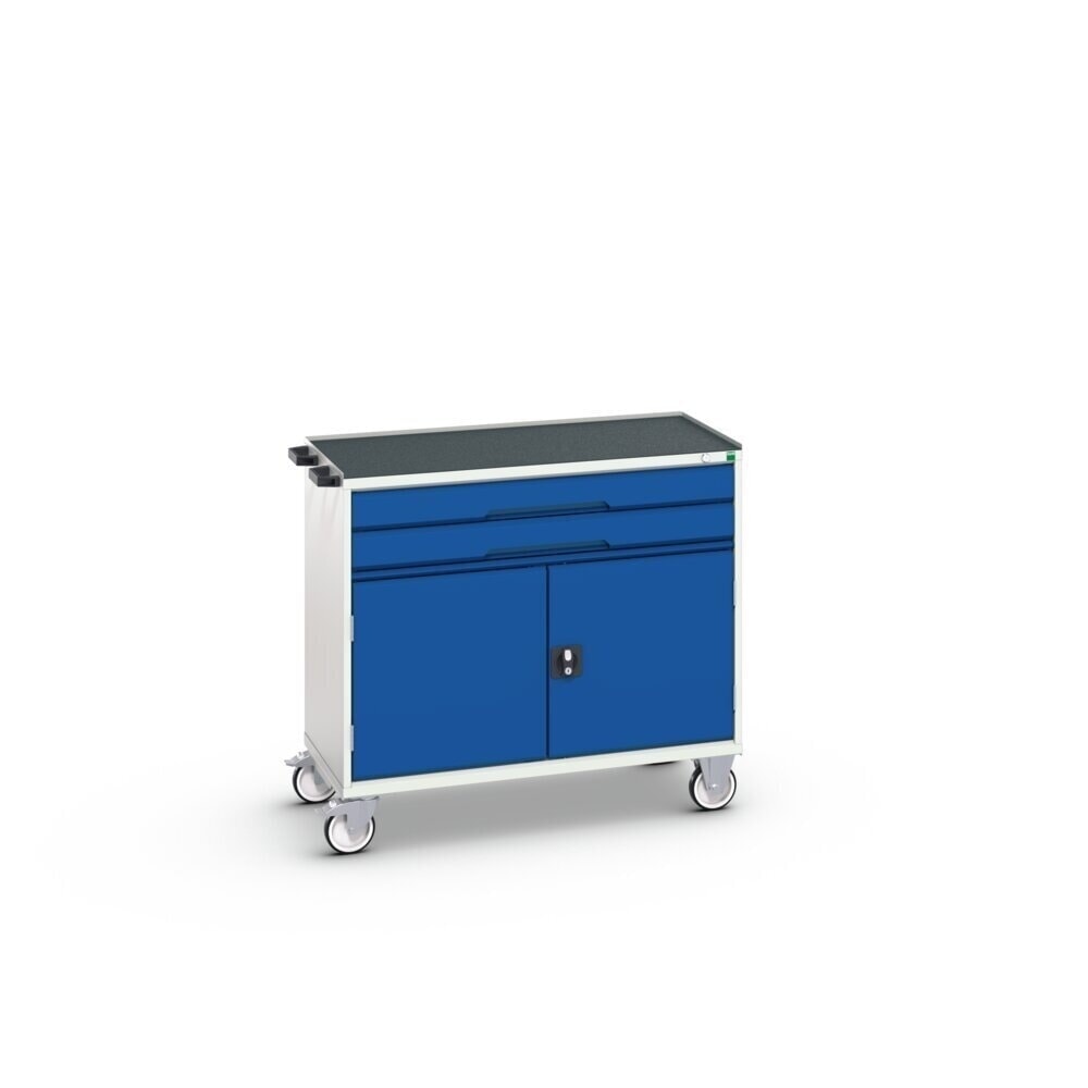 N° de l'image du produit 2 : bott verso Chariot d’atelier, avec 2 tiroirs, porte et rebord anti-chute, lxPxH : 1050 x 550 x 965 mm