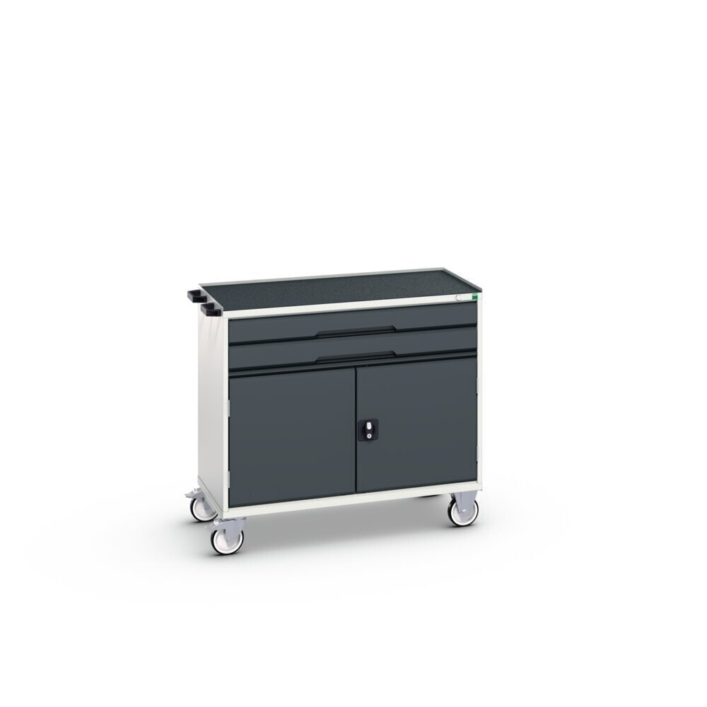 N° de l'image du produit 2 : bott Armoire à tiroirs verso mobile, avec 2 tiroirs, porte et rebord anti-chutes, lxPxH : 1 050 x 550 x 965 mm