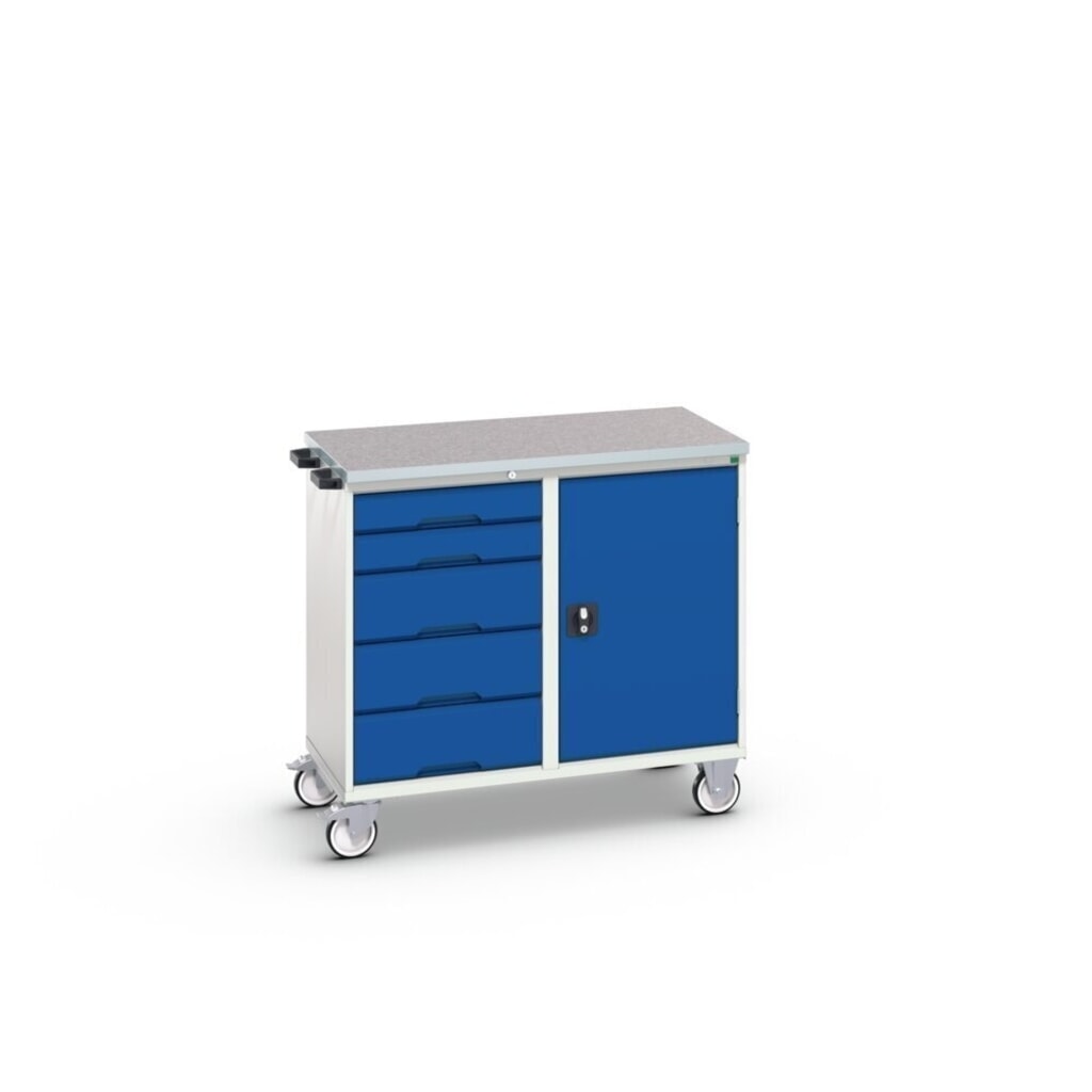 N° de l'image du produit 3 : bott Chariot de montage verso, avec 5 tiroirs, porte et top en linoléum, lxPxH : 1 050 x 600 x 980 mm