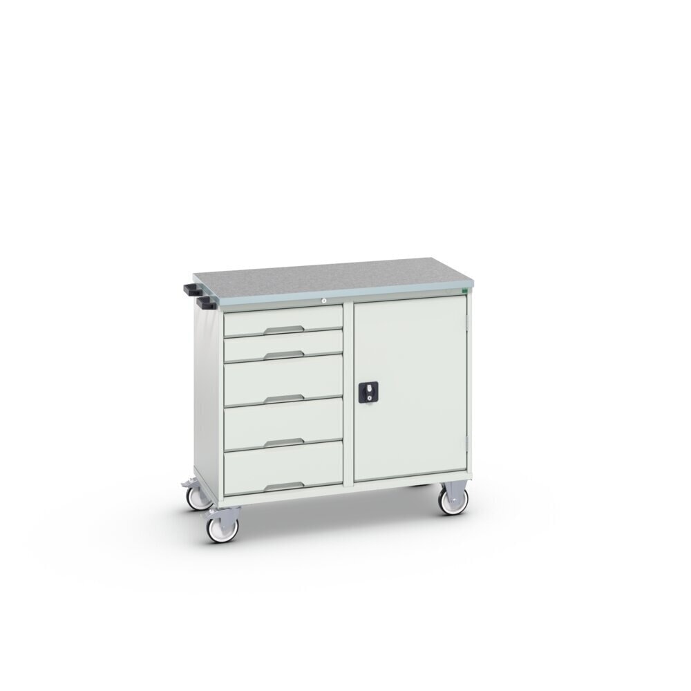N° de l'image du produit 2 : bott verso Chariot de montage, avec 5 tiroirs, porte et top en linoléum