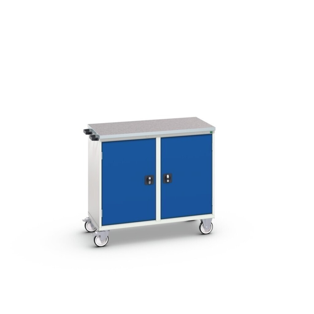 bott Chariot de montage verso, avec 2 portes, tablettes et top en linoléum, lxPxH : 1 050 x 600 x 980 mm N° de l'image du produit 2 : bott Chariot de montage verso, avec 2 portes, tablettes et top en linoléum, lxPxH : 1 050 x 600 x 980 mm