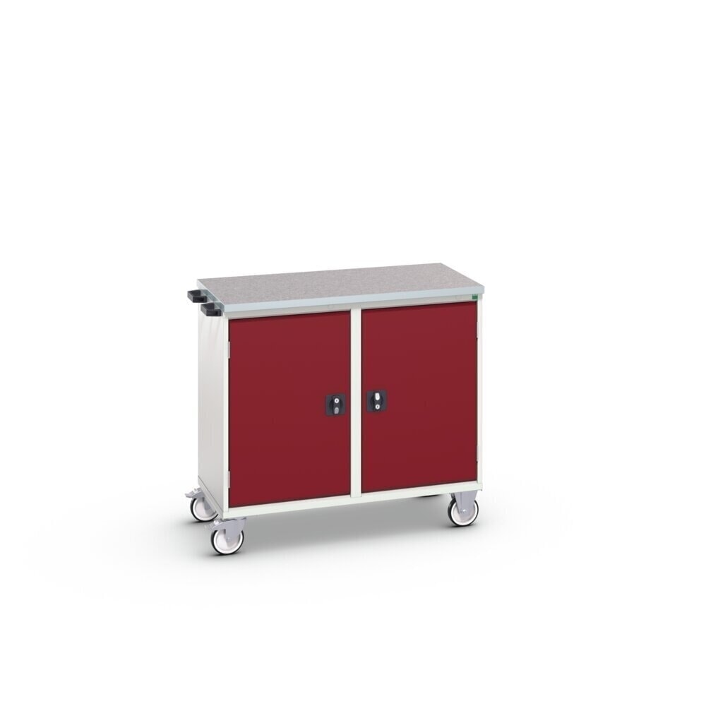 N° de l'image du produit 2 : bott verso Chariot de montage, avec 2 portes, tablettes et top en linoléum