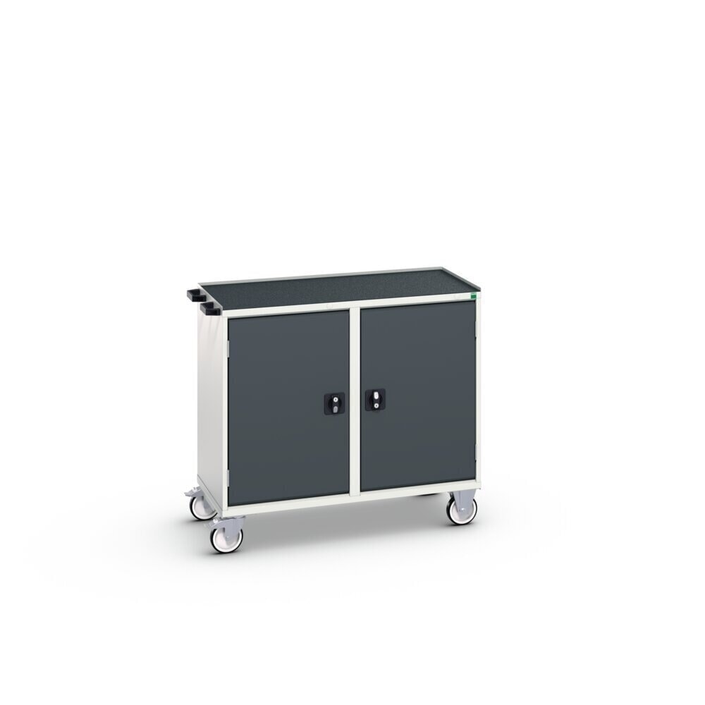N° de l'image du produit 2 : bott Chariot de montage verso, avec 2 portes, tablettes et rebord anti-chutes, lxPxH : 1 050 x 550 x 965 mm