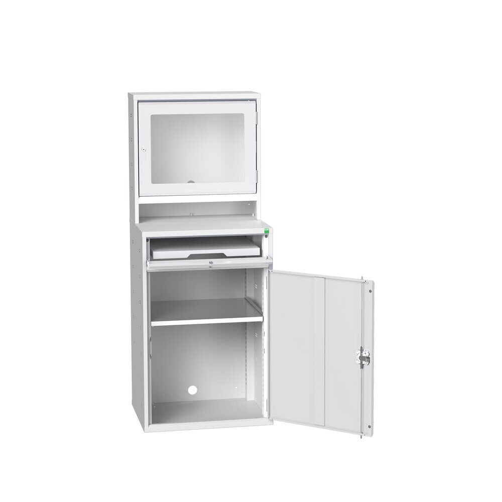 N° de l'image du produit 2 : bott verso Armoire informatique avec compartiment pour écran, avec armoire suspendue, 1 tablette, 1 étagère, lxPxH : 650 x 550 x 1 650 mm
