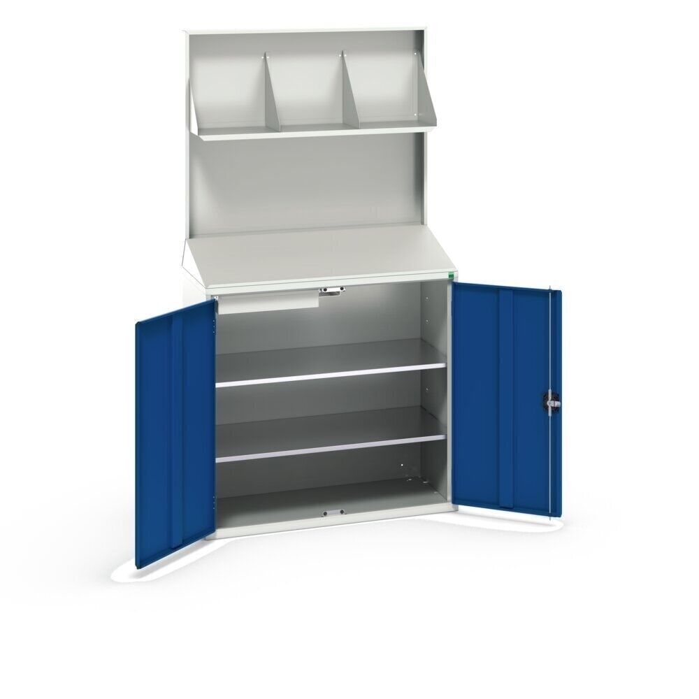 N° de l'image du produit 2 : bott Pupitre verso Economy avec paroi arrière lisse, 2 tablettes, 1 tiroir, étagère à classeurs, lxPxH : 1 050 x 550 x 2 000 mm