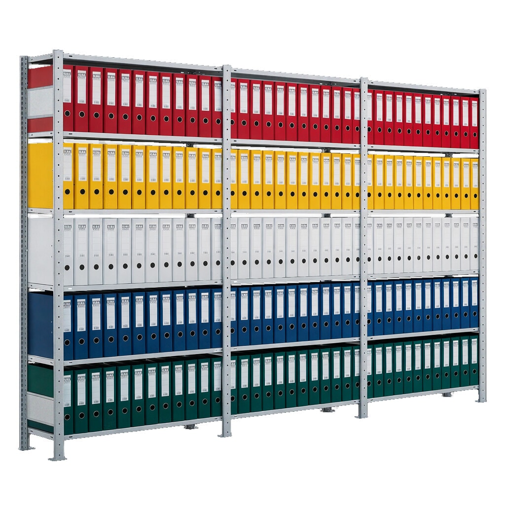 Kit complet Rayonnage de bureau SCHULTE, unilatéral, charge par tablette 85 kg, HxlxP 2 000 x 3 000 x 300 mm, galvanisé N° de l'image du produit 1 : Kit complet Rayonnage de bureau SCHULTE, unilatéral, charge par tablette 85 kg, HxlxP 2 000 x 3 000 x 300 mm, galvanisé