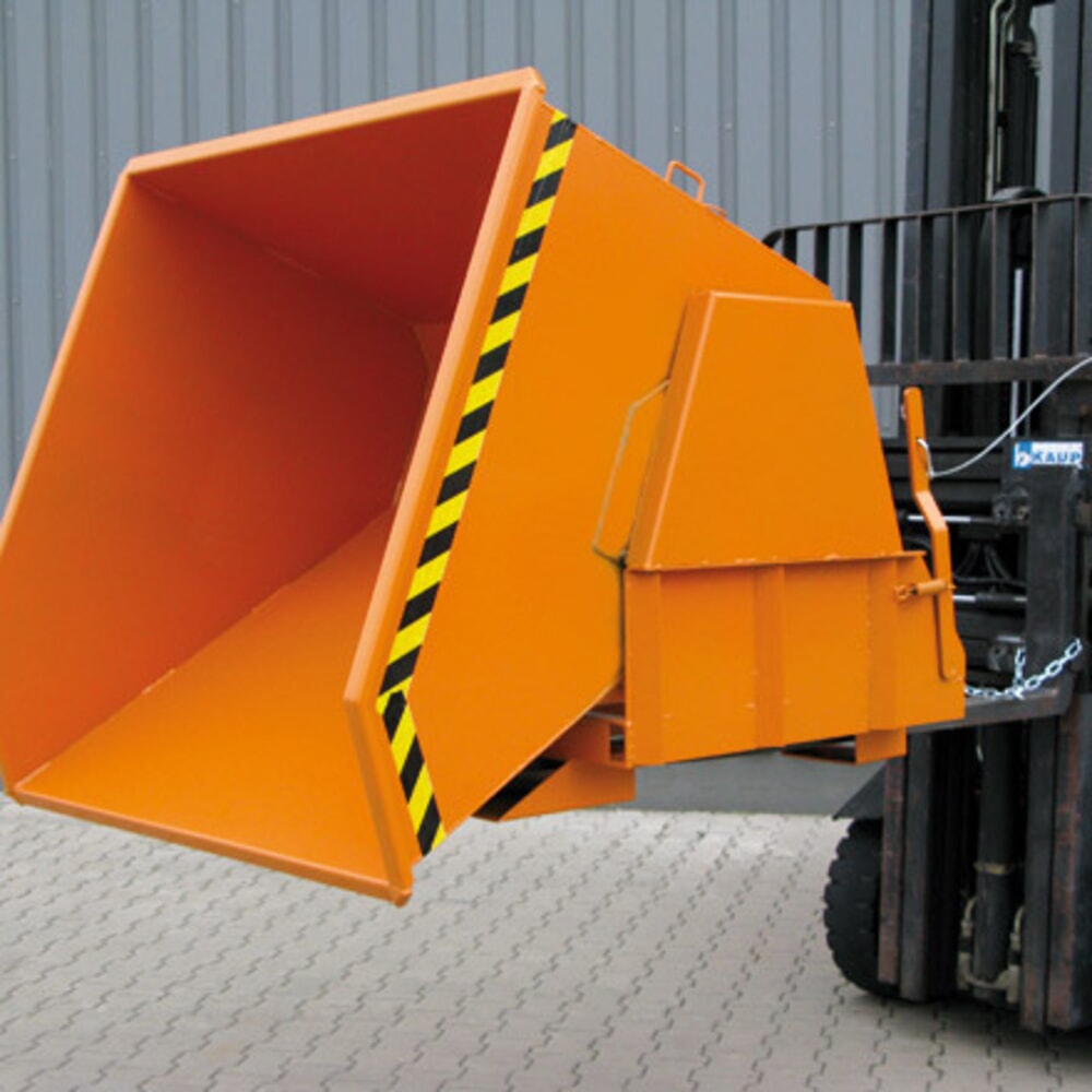 N° de l'image du produit 8 : Eichinger® Benne basculante pour charges lourdes avec patins de roulement protégés, 3 500 kg, 2 000 litres, orangé pur