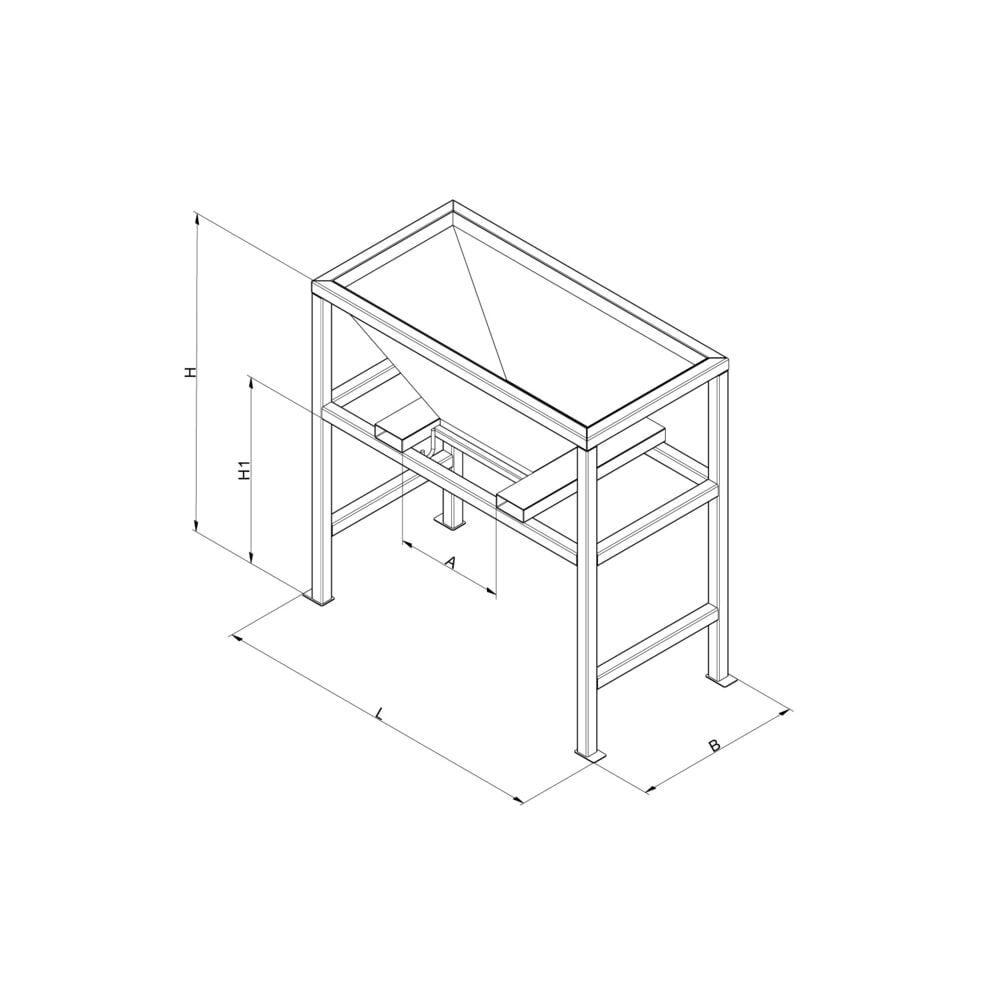 N° de l'image du produit 5 : Silo de transfert avec entrées de fourche, bâti-support, RAL 7016 gris anthracite