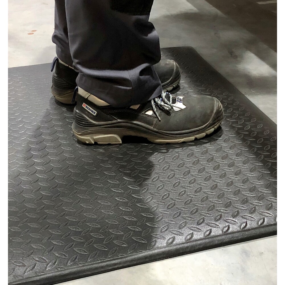 N° de l'image du produit 4 : Steinbock® Tapis anti-fatigue ErgoSoft, motif en losange, monocouche, 600 mm x 1 000 mm, noir