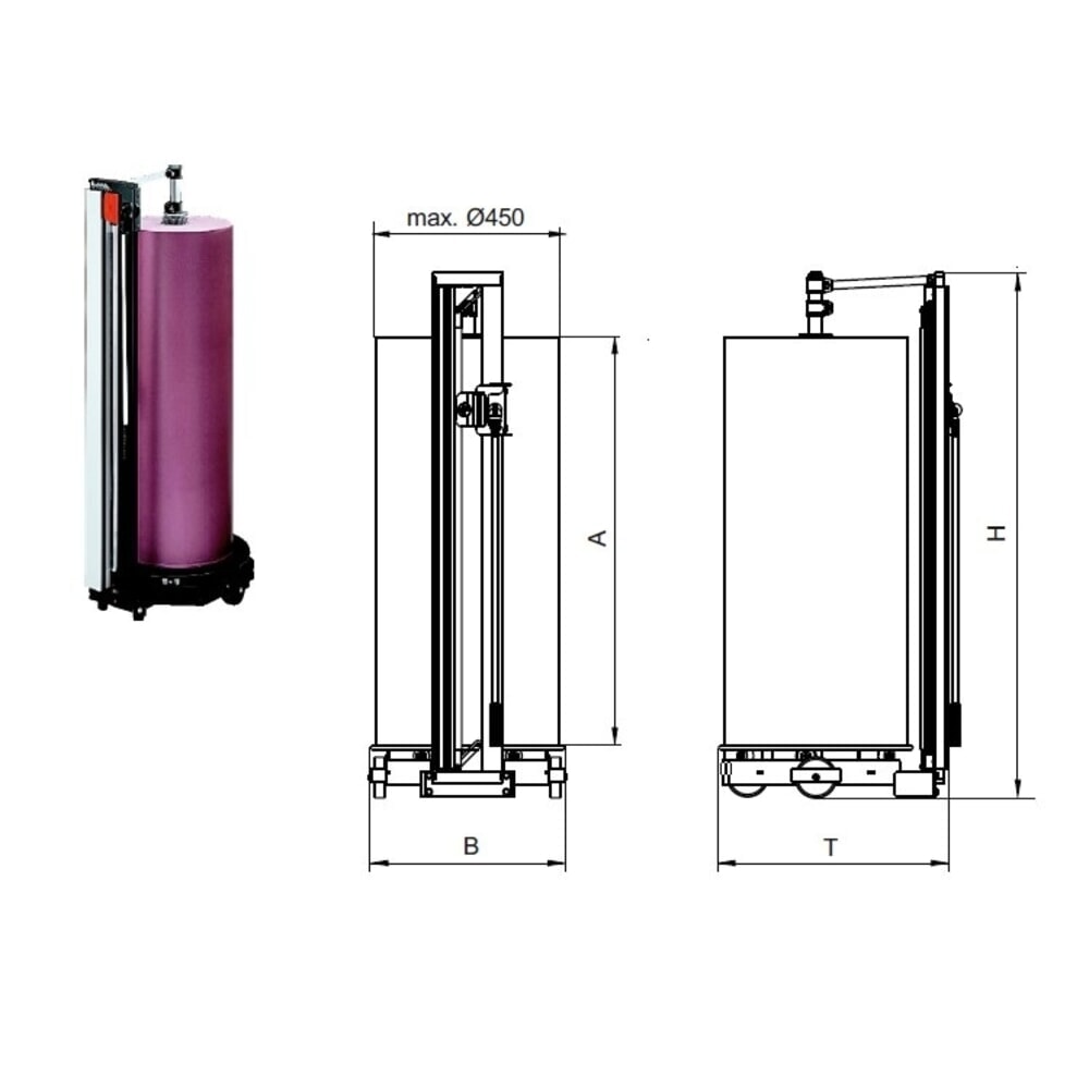 N° de l'image du produit 4 : Colonne de coupe, verticale, 200 kg max., Ø bobine 450 mm max. largeur de coupe 1 250 mm