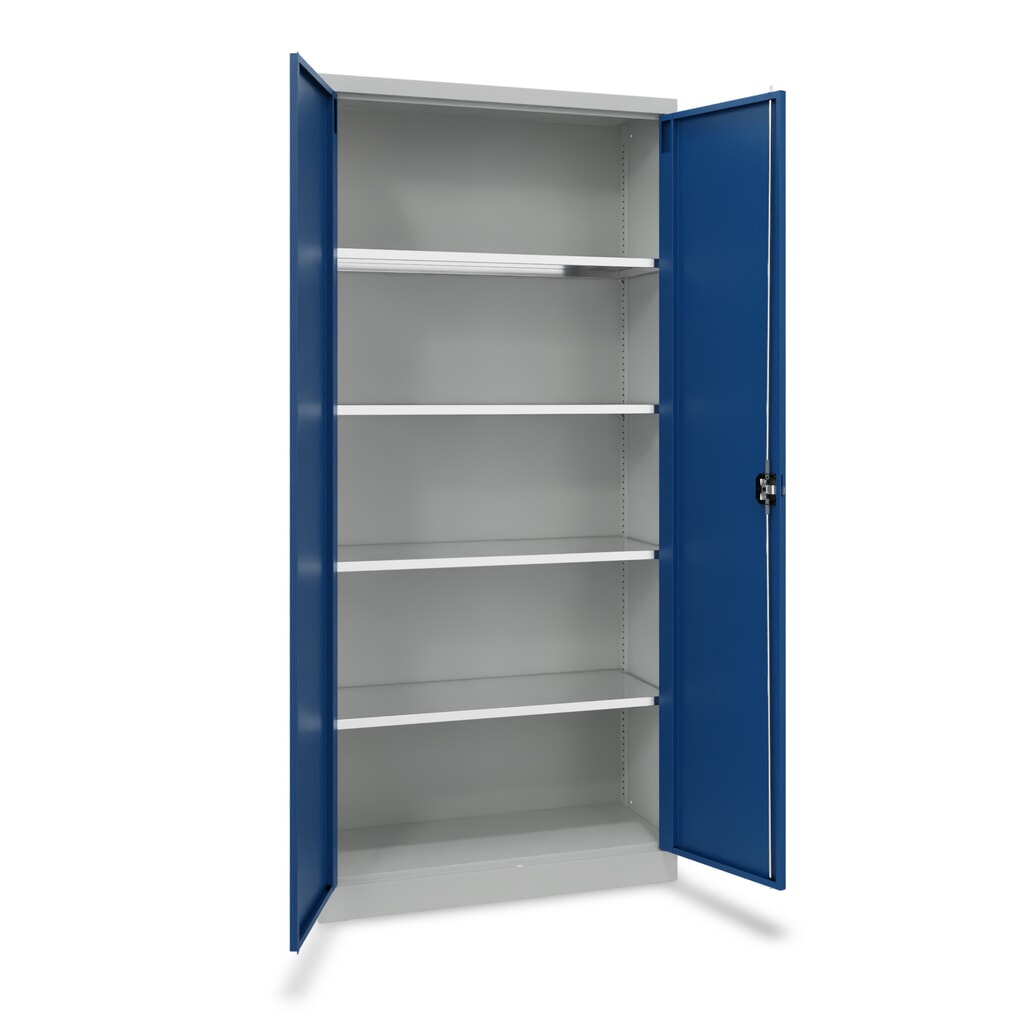 Steinbock® Armoire à portes battantes avec tablettes galvanisées, H x l x P 1 950 x 890 x 415 mm, gris clair/bleu gentiane Illustration du produit: Steinbock® Armoire à portes battantes avec tablettes galvanisées, H x l x P 1 950 x 890 x 415 mm, gris clair/bleu gentiane