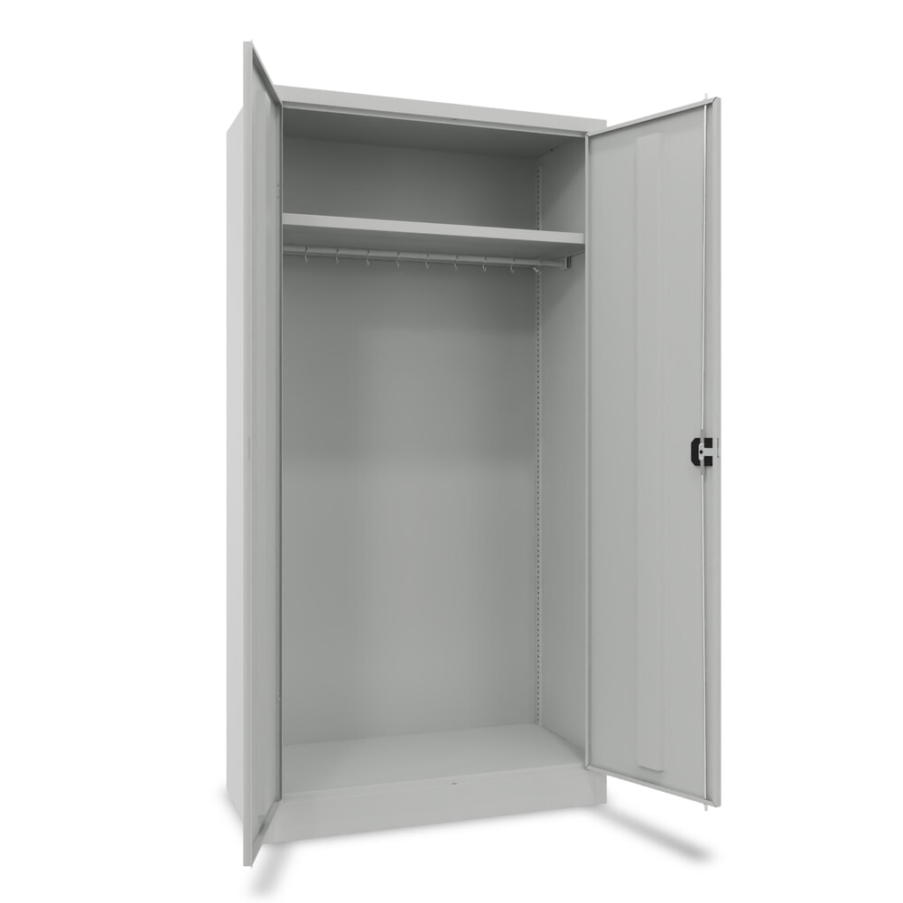 Illustration du produit: PAVOY Armoire à portes battantes avec étagère à couvre-chef galvanisée et tringle à vêtements, H x l x P 1 950 x 1 000 x 500 mm, gris clair/gris clair