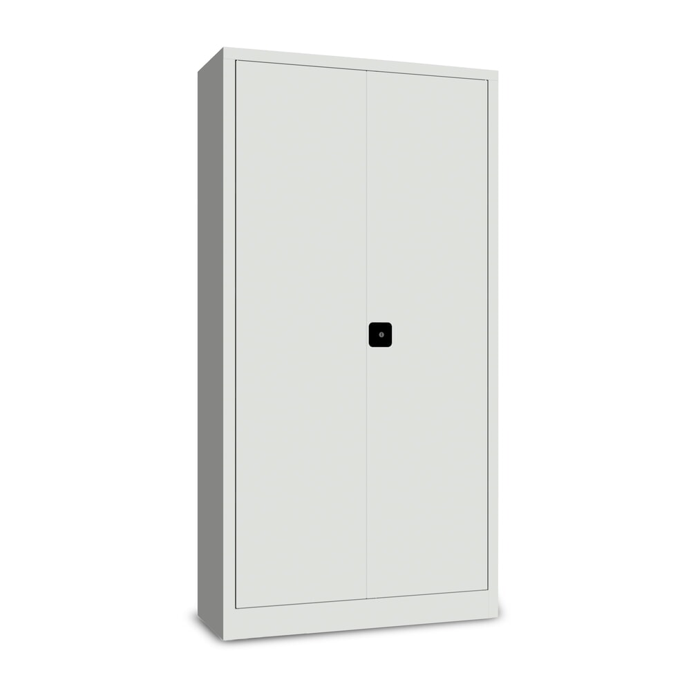 N° de l'image du produit 2 : PAVOY Armoire à produits de nettoyage avec paroi de séparation, tablettes galvanisées et tringle à vêtements, H x l x P 1 950 x 1 000 x 400 mm, gris clair/gris clair
